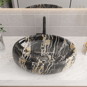 Ceramic Bathroom Basin with Multiple Design Options - Black / 40.5cm by Livingandhome