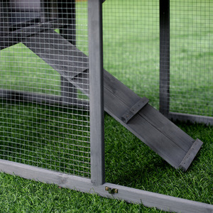 PawHut Wooden 2 Tier Small Animal Hutch - Grey by PawHut