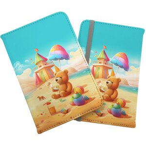 Bear On A Beach Holiday Passport Cover - Yellow by Warren Reed - Designer