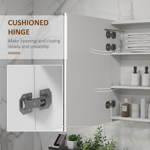 kleankin LED Lighted Wall Mounted Bathroom Mirror Cabinet with Shelf USB - High gloss by kleankin