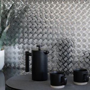Chequer Plate Silver Self Adhesive Vinyl Wrap by d-c-fix