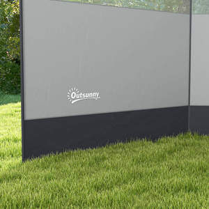 Outsunny Camping Windbreaks w Clear Windows and Carry Bag, 440 x 140cm, Grey - Grey by Outsunny