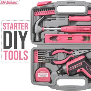 35 Piece 3.6V Cordless Power Screwdriver and Hand Tool Kit Set by Hi-Spec