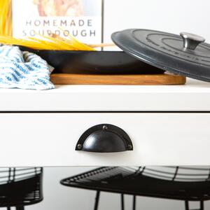 95x45mm Curved Cabinet Cup Handle - Raw by Hammer and Tongs