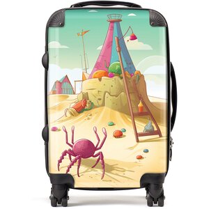 Crab On A Beach Holiday Suitcase - Yellow / 52l by Warren Reed - Designer