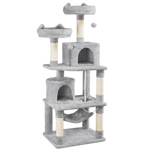 Yaheetech Large Cat Tree House with Scratching Posts - Light Grey / 158cm by Yaheetech