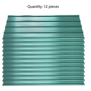Set of 12 Steel Corrugated Panels - Dark Green by Livingandhome