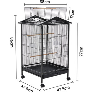 Movable Open-Style Bird Cage in House Shape - Black by Livingandhome