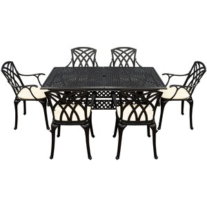 SHG Chirk Cast Aluminium 6 Seater Dining Set With Rectangular Extendable Table - Black by Signature Homes and Gardens