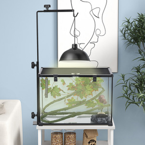 Reptile Lamp Stand with Hook Hanging Base - Black by PawHut