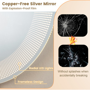 Round LED Bathroom Wall Mirror - Silver by Costway