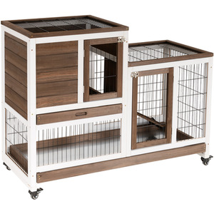 PawHut Wooden Indoor Hutch Elevated Cage - Brown by PawHut