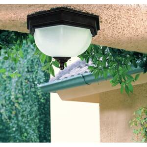 Fairford 2 Light Bathroom Flush Ceiling Lantern Bronze IP44, E27 - Bronze