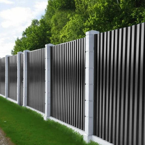 Set of 12 Steel Corrugated Panels - Black by Livingandhome