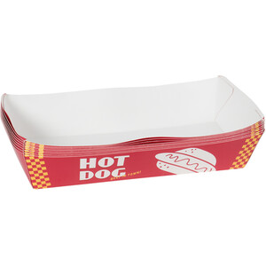 Pack of 8 Hot Dog Trays - Red