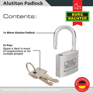 Alutitan Aluminium Padlock - Silver / 40mm by Burg-Wachter
