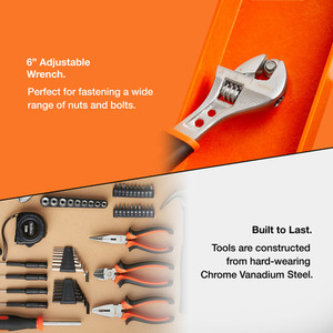 92Pc Hand Tool Kit with Heavy Duty Bag - Black by VonHaus