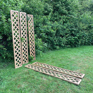 Set of 5 Wooden Framed Square Trellis Panels - Tan / Fence brackets by Selections
