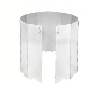 Outdoor Camping Stove Wind Shield Foldable With Latch - Silver