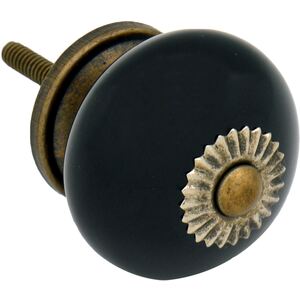 Round Ceramic Cabinet Knob Black - Black by Nicola Spring