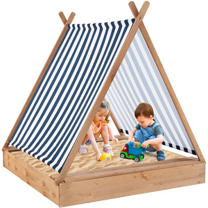 Kids Sandbox with Cover - Brown by Costway