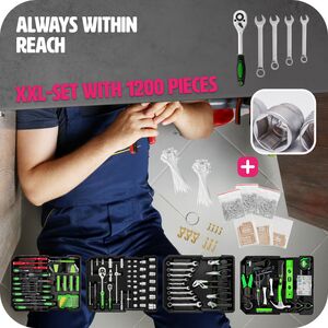 Tool Box Trolley 1200 Pcs - Black by tectake