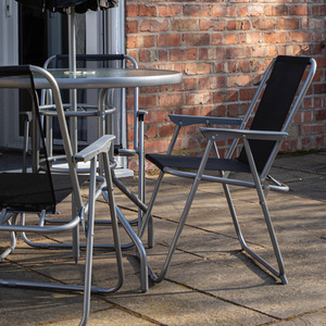 Samuel Alexander 4 Seater Garden Table And Chairs Set Dining Set With Parasol - Black & Grey by Samuel Alexander