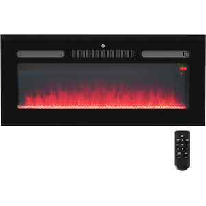 HOMCOM Recessed and Wall Mounted Electric Fireplace with Remote - Black by HOMCOM