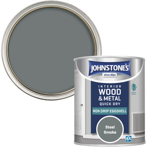 Johnstone's Interior Wood and Metal Quick Dry Eggshell Paint - Steel Smoke / 750ml by Johnstone's