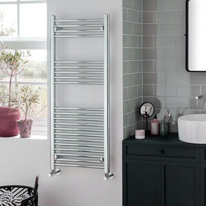 Bray Heated Towel Rail For Central Heating, Straight, Chrome - Chrome by SolAire Heating Products