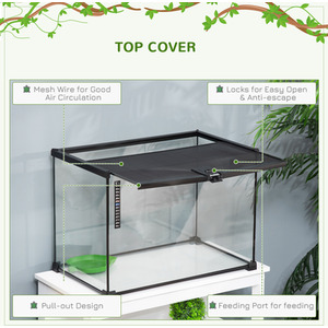 PawHut Reptile Glass Terrarium Reptile Breeding Tank - Black / 35cm by PawHut
