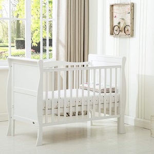 Savannah Sleigh Wooden Baby Cot Bed with Mattress - White by Mcc Direct