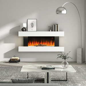 Recessed Electric Fireplace with Adjustable Flame and 2 Heating Settings - White by Livingandhome