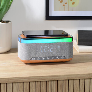 3 in 1 Alarm Clock Speaker and Charger - Grey