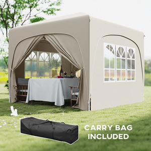 Outsunny 3 x 3(m) Pop Up Gazebo with Sides, UPF50 - Sand by Outsunny