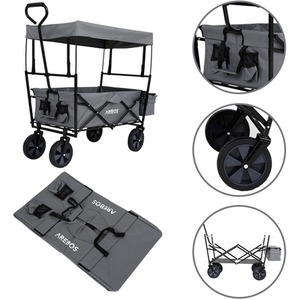 Foldable Cart With Roof - Grey by Arebos