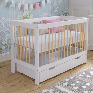 Luca Cot Bed With Drawer - White/Pine by Love For Sleep
