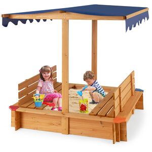 Kids Play Station Sandbox - Brown by Costway