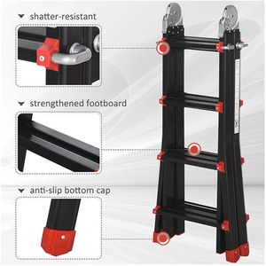 HOMCOM 4M Aluminium Duo Ladder - Black by HOMCOM