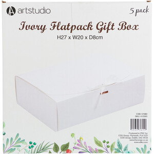Pack of 5 Flatpack Gift Box - White by Art Studio