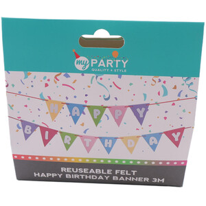Reusable Felt Happy Birthday Banner by My Party