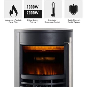 HOMCOM Electric Fireplace Heater 900W,1800W-Black - Black