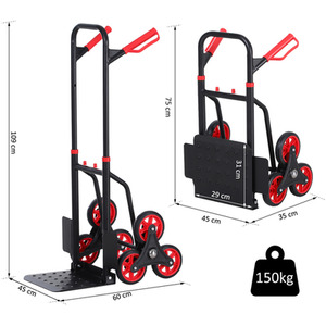 DURHAND 6 Wheels Foldable Load Cart - Black & Red by DURHAND