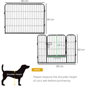 12 Panels Heavy Duty Play Pen, for Small and Medium Pets - Grey / 60cm by PawHut
