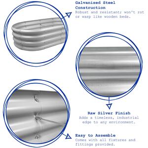Rounded Galvanised Steel Raised Garden Bed - 120cm x 60cm - Silver by Harbour Housewares