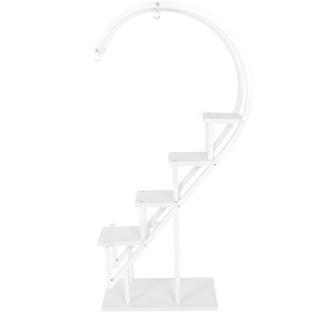 Crescent 4-Tier Plant Stand - White by Livingandhome