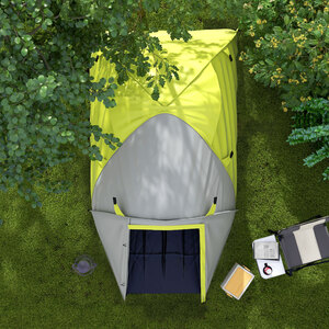 Outsunny 2-3 Man Camping Tent with Bedroom and Living Room - Yellow by Outsunny