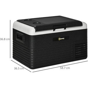 Outsunny Car Refrigerator, Portable Car Fridge Freezer - Grey and Black - 30L / 36.8cm by Outsunny