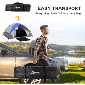 Outsunny 2 Man Camping Tent with Carry Bag, 3000mm Waterproof by Outsunny
