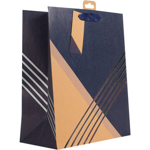 Pack of 2 Geometric Navy Large Gift Bags - Navy